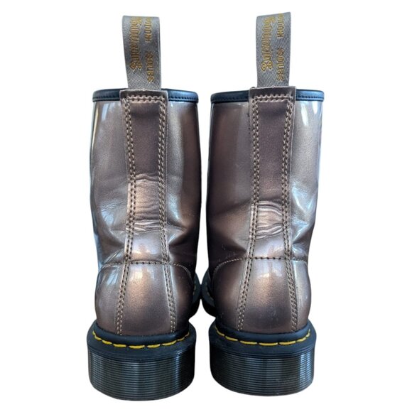 Dr. Martens "Docs" Air Waves Shiny Metallic Copper Finish Lace up Combat Boots - Picture 11 of 15